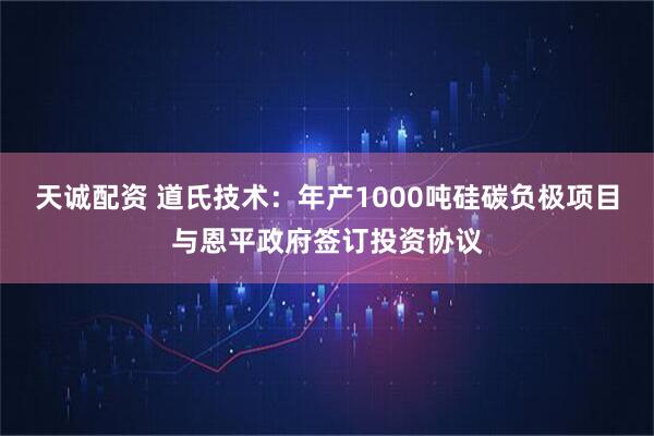 天诚配资 道氏技术：年产1000吨硅碳负极项目与恩平政府签订投资协议
